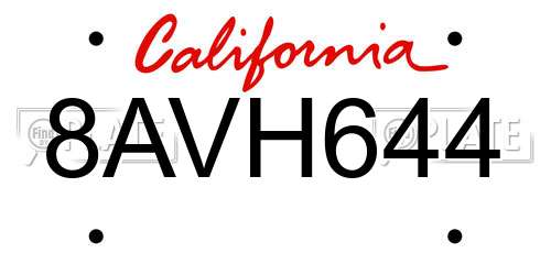8AVH644 California License Plate