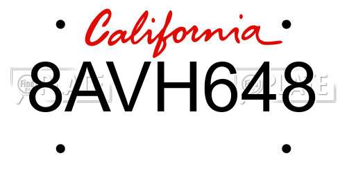 8AVH648 California License Plate