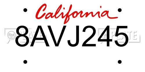 8AVJ245 California License Plate