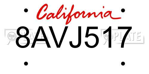 8AVJ517 California License Plate