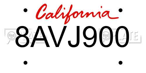 8AVJ900 California License Plate