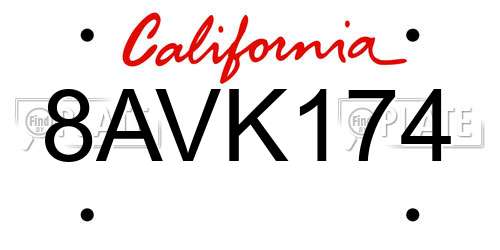 8AVK174 California License Plate