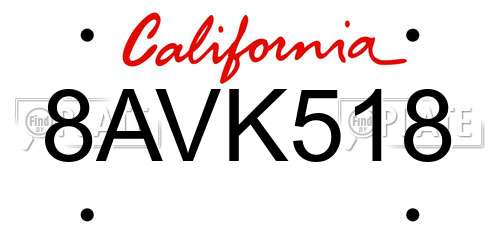8AVK518 California License Plate