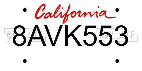 8AVK553 California License Plate