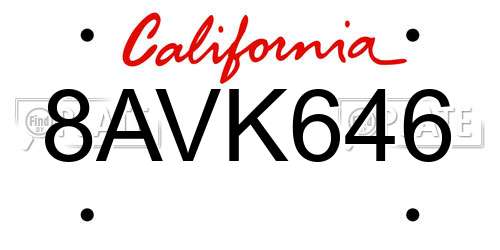8AVK646 California License Plate