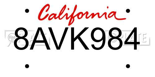 8AVK984 California License Plate