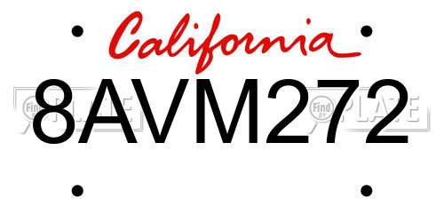 8AVM272 California License Plate