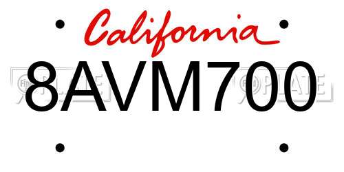 8AVM700 California License Plate