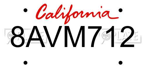 8AVM712 California License Plate