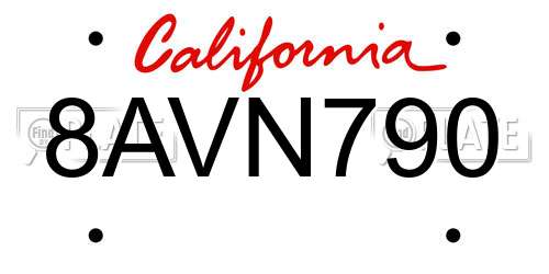 8AVN790 California License Plate