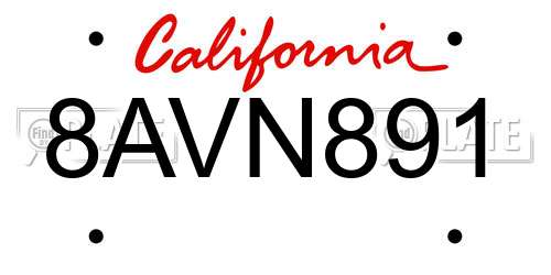 8AVN891 California License Plate