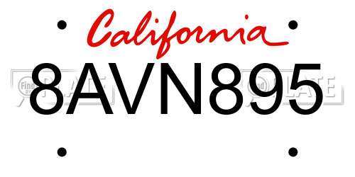 8AVN895 California License Plate