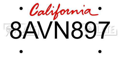 8AVN897 California License Plate