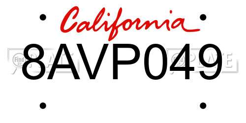 8AVP049 California License Plate