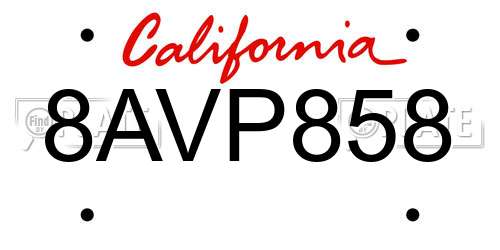 8AVP858 California License Plate