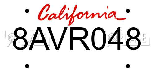 8AVR048 California License Plate