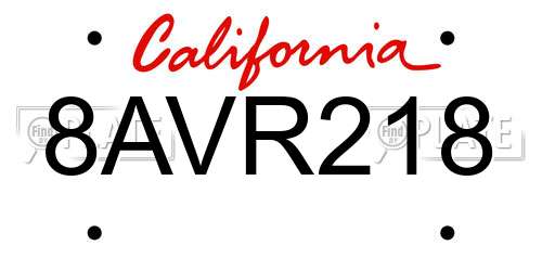 8AVR218 California License Plate