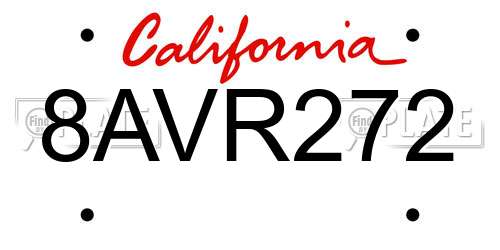 8AVR272 California License Plate