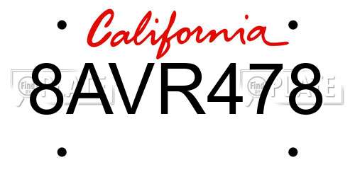 8AVR478 California License Plate