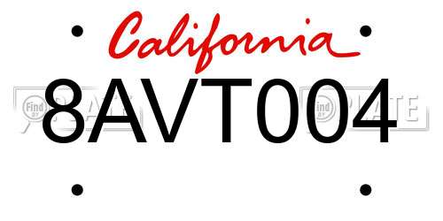 8AVT004 California License Plate