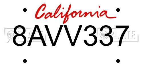 8AVV337 California License Plate