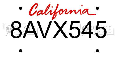 8AVX545 California License Plate