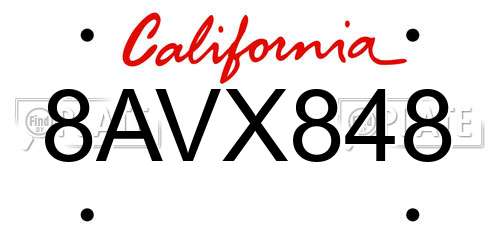 8AVX848 California License Plate