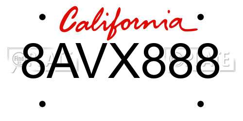 8AVX888 California License Plate