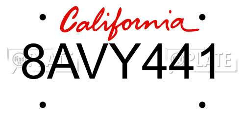 8AVY441 California License Plate