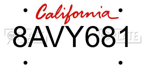 8AVY681 California License Plate