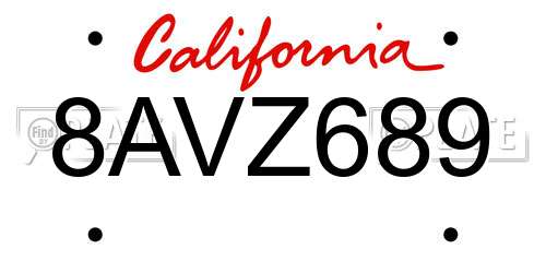 8AVZ689 California License Plate