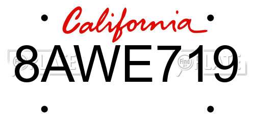 8AWE719 California License Plate