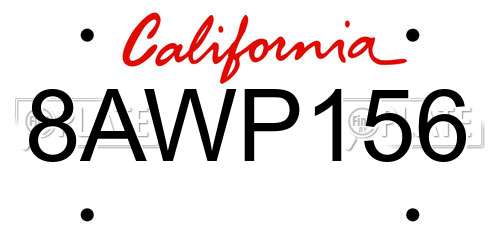 8AWP156 California License Plate