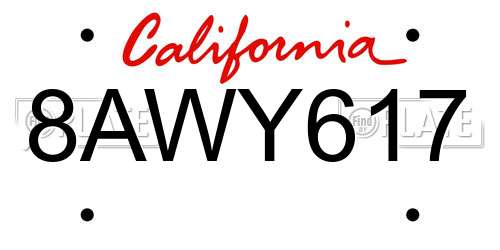 8AWY617 California License Plate