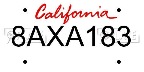8AXA183 California License Plate