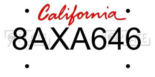 8AXA646 California License Plate