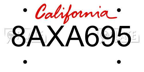 8AXA695 California License Plate