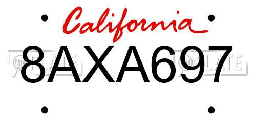 8AXA697 California License Plate
