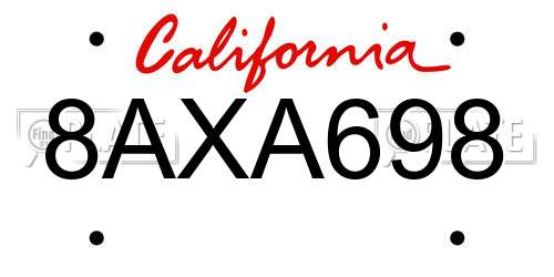 8AXA698 California License Plate