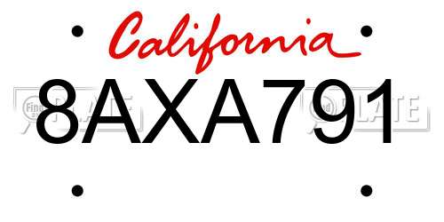 8AXA791 California License Plate