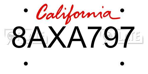 8AXA797 California License Plate