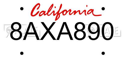 8AXA890 California License Plate