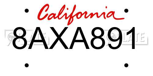 8AXA891 California License Plate