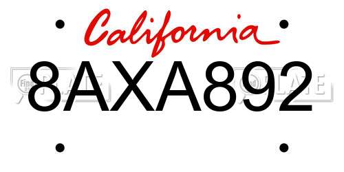 8AXA892 California License Plate