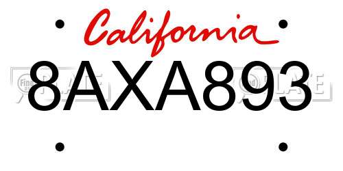 8AXA893 California License Plate