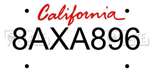 8AXA896 California License Plate