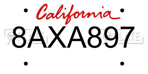 8AXA897 California License Plate