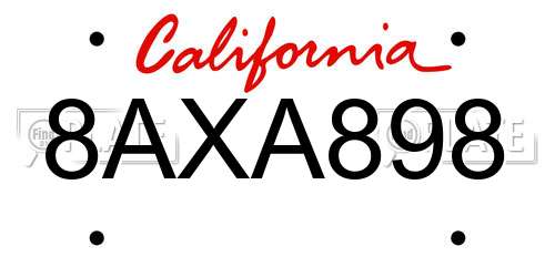 8AXA898 California License Plate