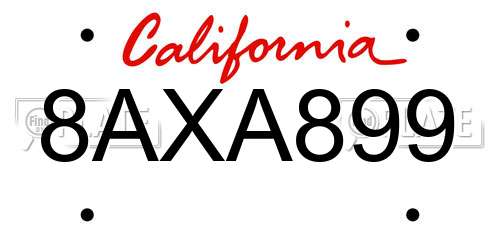 8AXA899 California License Plate