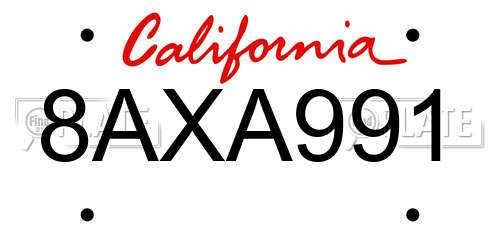 8AXA991 California License Plate